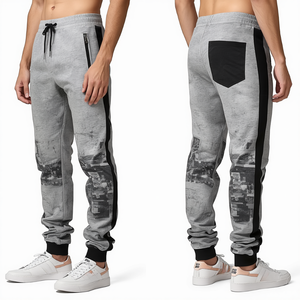 Premium Men Heavyweight Arctic Velocity Stacked Pants Featuring Dynamic Graphic Printing with Luxury Embroidered Fashion Detail - Product Image 3