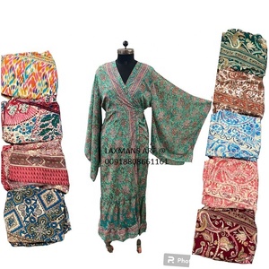 Nuevo Estilo, Vestido Largo/Vestido de Fiesta de Poliéster Estampado Multicolor para Mujer, Venta al por Mayor de la India - Product Image 1