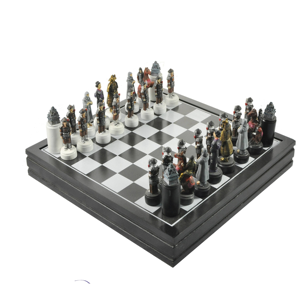 CHESS Ensemble d'échecs international classique personnalisé de grande taille, hauteur du roi 92 mm, pièces lestées en résine à grain de bois, artisanat en résine - Product Image 1