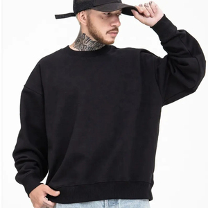 Men's 100% Cotton High Quality Oversized Sweatshirt Custom Logo Boxy Fit Hip Hop Plain Crewneck Embroidered Technics - Product Image 5