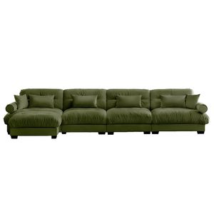 Divano Angolare Moderno in Velluto a Forma di L, Convertibile, Profondo, 4 Posti, Modulare, Comodo, Imbottito per Soggiorno - Product Image 6