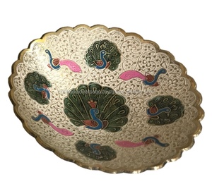 Cuencos artesanales decorativos de Metal, superventas, nuevo estilo, decoración de lujo para el hogar, frutero, pavo real, cuenco en relieve colorido - Product Image 3
