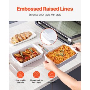 ชุดจานอบเซรามิคทรงสี่เหลี่ยมผืนผ้า ขนาด 7 นิ้ว x 11 นิ้ว พร้อมหูจับทนความร้อนสำหรับเตาอบ ถาดอบลาซาเนียนทนความร้อนสำหรับเตาอบ - Product Image 6