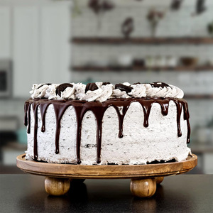 Assiette de service ronde en bois d'acacia Assiette de service en bois naturel avec pieds Grande assiette sur pied pour saucisse, fromage, collations et fruits - Product Image 6