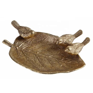 Nouvel Arrivage Porte-Bague en Forme de Feuille avec Oiseau, Finition Polie en Aluminium, Organisateur de Rangement Élégant pour Coiffeuse, Mariage et Fiançailles - Product Image 2