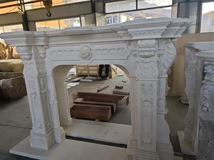 Chimenea <span class=keywords><strong>de</strong></span> Mármol Blanco Natural con Ángeles para <span class=keywords><strong>Decoración</strong></span> del Hogar, Precio <span class=keywords><strong>de</strong></span> Fábrica - Product Image 3