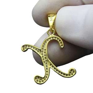 Pendentif lettre X en moissanite, en argent sterling 925, breloque alphabet sertie de diamants, sans chaîne, cadeau - Product Image 3