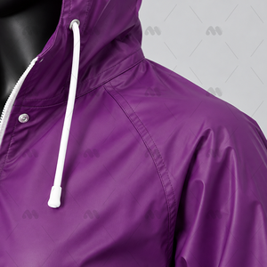 Manteau long décontracté pour femme, imperméable, en toile imprimée, écologique, violet, à capuche, avec ceinture, manches longues, couleur unie - Product Image 5
