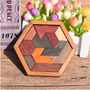 Jeu de puzzle Tangram rectangulaire en bois écologique fait main, jouet éducatif pour enfants |   Cadeau d'anniversaire |   Prix de gros en gros d'usine - Product Image 2