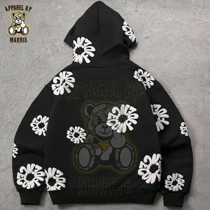 Sudadera con Capucha de Alta Calidad con Estampado Puff para Hombre, Personalizada, Mezcla de Algodón y Felpa, Gruesa, para Invierno, Estilo Urbano, OEM - Product Image 2