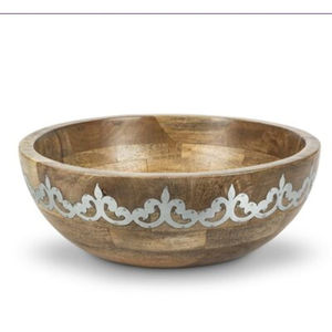 Nouveaux bols de service en bois d'acacia et métal, forme ronde, pour la maison, les hôtels, la table, la cuisine, la vaisselle, les bols de service alimentaire - Product Image 2