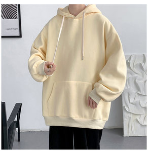 เสื้อฮู้ดผู้ชายผ้าฟลีซ โพลีเอสเตอร์/คอตตอน ทรงหลวม มีซับใน สีพื้น ไซส์ใหญ่ สำหรับฤดูหนาว - Product Image 5