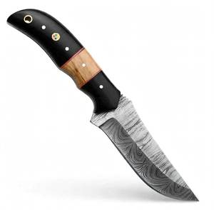 Outil de terrain artisanal personnalisé en acier Damas torsadé, manche en Micarta noir et bois d'olivier - Product Image 4