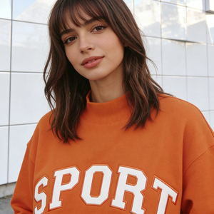 Sweat-shirt oversize à col rond pour femme Packer, 100% coton, imprimé lettres, haut décontracté d'automne - Product Image 6