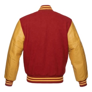 OEM Custom 100% Wool Sleeves Winter Windproof Breathable <b>Varsity</b> <b>Bomber</b> <b>Jacket</b> Front Slash Pockets Ribbed Trims Stand Collar - Product Image 2