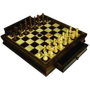 Jeu d'échecs de luxe en bois de 15 pouces, fabriqué à la main, en noyer, avec plateau décoratif et compartiments de rangement intégrés, pour tournois d'élite - Product Image 1