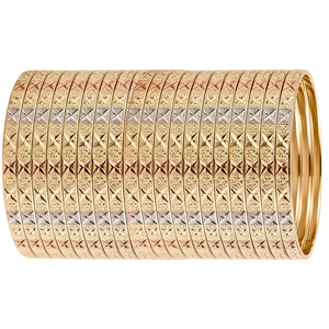 ORO-Z Three Tone Silver/Gold Plated Diamond Cut Textured Ethnic Metal Bangles for Women High Quality <b>Wedding</b> Jewelry <b>Accessories</b> - Product Image 1