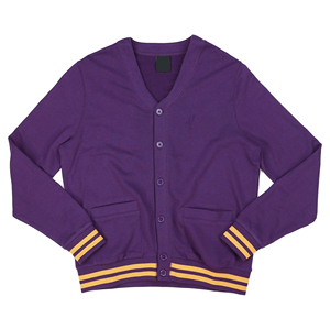 Nouveau style 2026 – Cardigan violet à col en V, manches longues, décontracté, avec rayures jaunes et boutons - Product Image 1