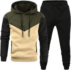 Conjunto Deportivo de Otoño para Hombre, Estilo Hip Hop, 2 Piezas, Sudadera con Capucha y Pantalones Deportivos, 100% Algodón, Secado Rápido, Diseño con Bloques de Color - Product Image 1