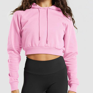 Dernier style de sweat-shirts courts pour femmes de couleur unie, vente en gros de sweat-shirts courts pour femmes personnalisés - Product Image 1
