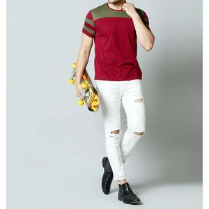 Camiseta 100% algodón para hombre, corte holgado, estampada, de calidad premium, camiseta de moda, ropa de verano, corte ajustado, camiseta a rayas. - Product Image 6