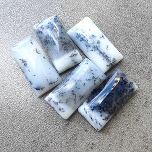 Agate Dendritique Naturelle Cabochon Coupe Rectangulaire Qualité AAA Blanc Noir Certifiée par un tiers Vente en gros Pierre précieuse Toutes tailles - Product Image 1