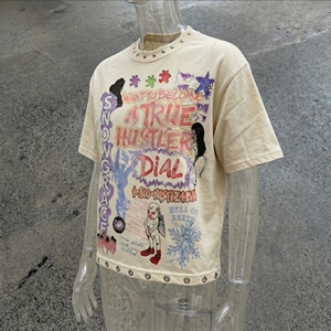 เสื้อยืดโอเวอร์ไซส์พิมพ์ลาย Snow Grace สำหรับผู้ชาย แขนสั้น สไตล์ไฮสตรีท ผ้าฝ้าย 100% คอกลม ระบายอากาศได้ดี เป็นมิตรกับสิ่งแวดล้อม น้ำหนัก 280 กรัม - Product Image 2