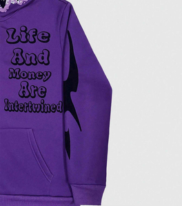 Sweat à capuche unisexe oversize sans doublure, design personnalisé sérigraphié, hiver, style streetwear, fermeture éclair, en molleton bouclette 100% coton - Product Image 5