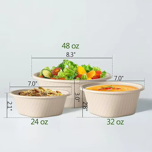 Tazones Desechables Ecológicos de 48oz de Bagazo de Caña de Azúcar, Resistentes, Compostables, Aptos para Microondas, para Sopa, Ensalada, Ramen - Product Image 3