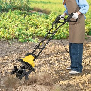 Cultivateur électrique de jardin 10 ampères avec 4 lames, largeur de travail de 14 pouces et poignée pliable, 380 tr/min - Product Image 1