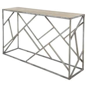 Mesa Consola de Metal Industrial con Diseño Geométrico de Marco Abierto, Acabado Moderno, Mueble Combinado para Sala de Estar y Entrada - Product Image 1