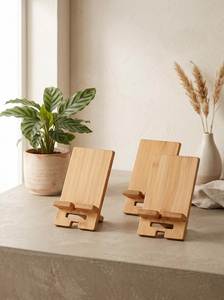 Soporte para Teléfono de Bambú Moderno, Forma Ovalada, Material Natural, Soporte de Escritorio para Decoración del Hogar y Oficina - Product Image 6