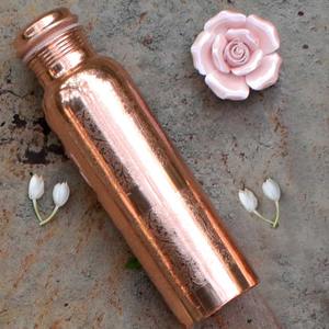 Bouteille d'eau en cuivre d'Inde pure 1000 ml, 100% pure, avec bienfaits ayurvédiques pour la santé, idéale pour offrir en cadeau et pour le yoga - Product Image 6