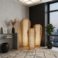 Lampe sur pied LED Pion Guci, ensemble de lampes décoratives en bambou jaune faites à la main pour le salon, la chambre à coucher, la décoration intérieure d'hôtel