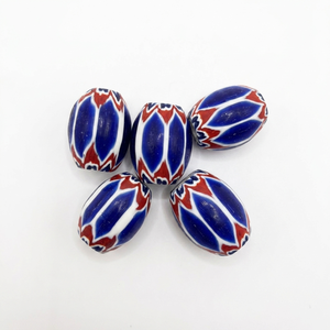 Perles de verre bleues à rayures chevron pour la fabrication de bijoux, vente en gros OEM et approvisionnement de qualité export pour les acheteurs mondiaux. - Product Image 1