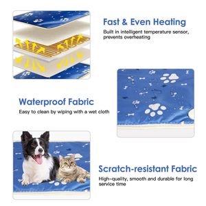 Almohadilla Eléctrica Calefactora para Mascotas, Manta Impermeable para Perros y Gatos con 9 Niveles y 4 Ajustes de Temporizador, Funcionamiento Constante - Product Image 4