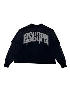 เสื้อยืดพิมพ์ลายแขนยาวสองชั้นประดับเพชรเทียมสไตล์ Y2K ทรงโอเวอร์ไซส์สำหรับผู้ชาย - Product Image 1