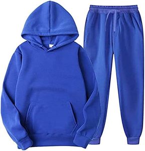 Ensemble de survêtement blanc à capuche pour homme, manches longues, couleur unie, décontracté, jogging, sweat-shirt et pantalon, coton respirant, vêtements d'automne - Product Image 3
