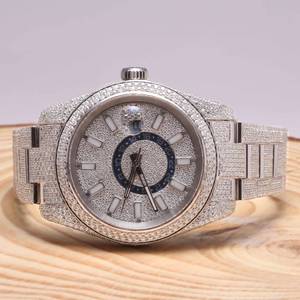 Montre analogique carrée VVS de diamant de laboratoire certifiée GIA personnalisée de luxe RB Gems pour hommes Phase de lune en acier inoxydable ETA Antique - Product Image 5