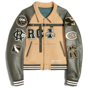 เสื้อแจ็คเก็ตวาร์ซิตี้สไตล์วินเทจสำหรับผู้ชาย สีดำ ปักโลโก้เชนิลล์แบบกำหนดเอง คอตั้ง แขนยาว - Product Image 1