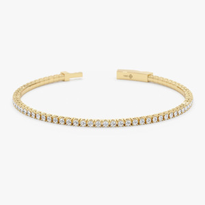 Bracelet pour femme en or blanc 14 carats, luxe, diamant rond brillant cultivé en laboratoire, pavé de diamants - Product Image 1