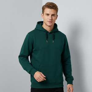 Sudadera con Capucha de Forro Polar para Hombre, Color Sólido, Corte Regular, con Bolsillo, Informal, para Otoño e Invierno, Verde, con Estampado Digital, Anti-Pilling - Product Image 2
