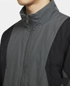 Men's Charcoal Grey And <b>Black</b> Color Block <b>Windbreaker</b> Tracksuit Set Full Zip Jacket With Matching Track Pants Two Piece Suit - Product Image 4