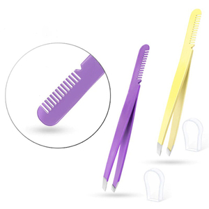 Pince à épiler en acier inoxydable de haute qualité, faible MOQ, avec peigne, pointe inclinée, durable, faite à la main, pour cils, antistatique - Product Image 6