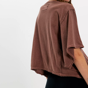เสื้อยืดแขนทรงปีกค้างคาว พรีเมียม หรูหรา ไซส์ใหญ่ สีพื้น ผ้าฝ้าย 100% คอกลม ไซส์พลัส เสื้อผู้หญิง ความยาวปกติ ผ้าถัก - Product Image 2