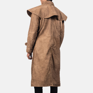 <b>Men</b> Women Soft Genuine Leather Long <b>Coat</b> Full Length Warm Outerwear Long Sleeve Stand Collar Front Zip Modern Winter - Product Image 2