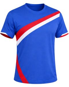 Ensemble t-shirt et short de sport pour hommes, bleu, rouge, blanc, séchage rapide, respirant, pour la course à pied, l'entraînement, la gym, la tenue de sport - Product Image 1