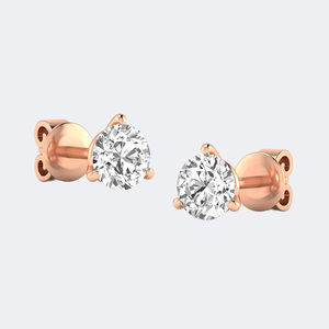 Boucles d'oreilles clous en diamant rond taille brillant 3.00CTW, style classique à 3 griffes, diamant de laboratoire VVS2, bijoux en or blanc et or rose - Product Image 6