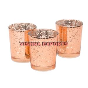 Porte-bougie en verre mercure or rose pour mariage et Noël, écologique - Product Image 1