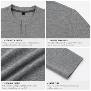 T-shirt de sport à manches longues pour homme, séchage rapide, personnalisé, haute qualité, anti-transpiration, col rond, pour la gym et la course à pied - Product Image 4